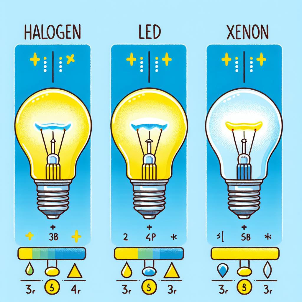 Porovnání halogenových, LED a xenonových žárovek